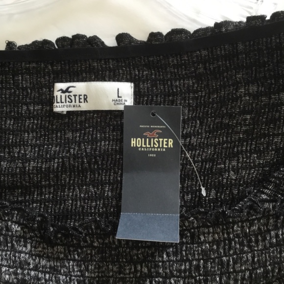 Hollister California Ladies Crop Pullover Top Black/ Gray Size L - Picture 4 of 6